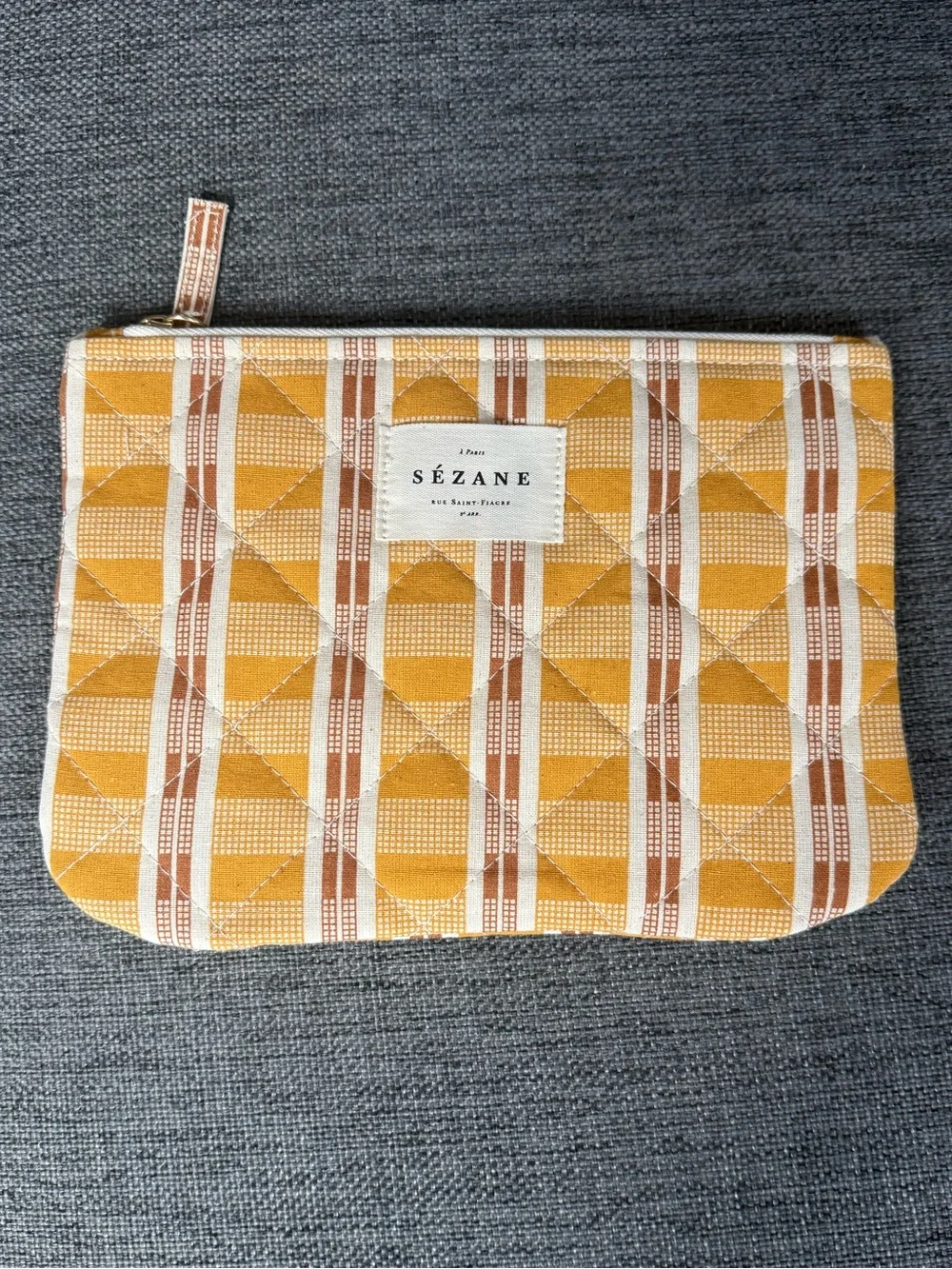 Sézane Yellow Plaid Quilted Pouch